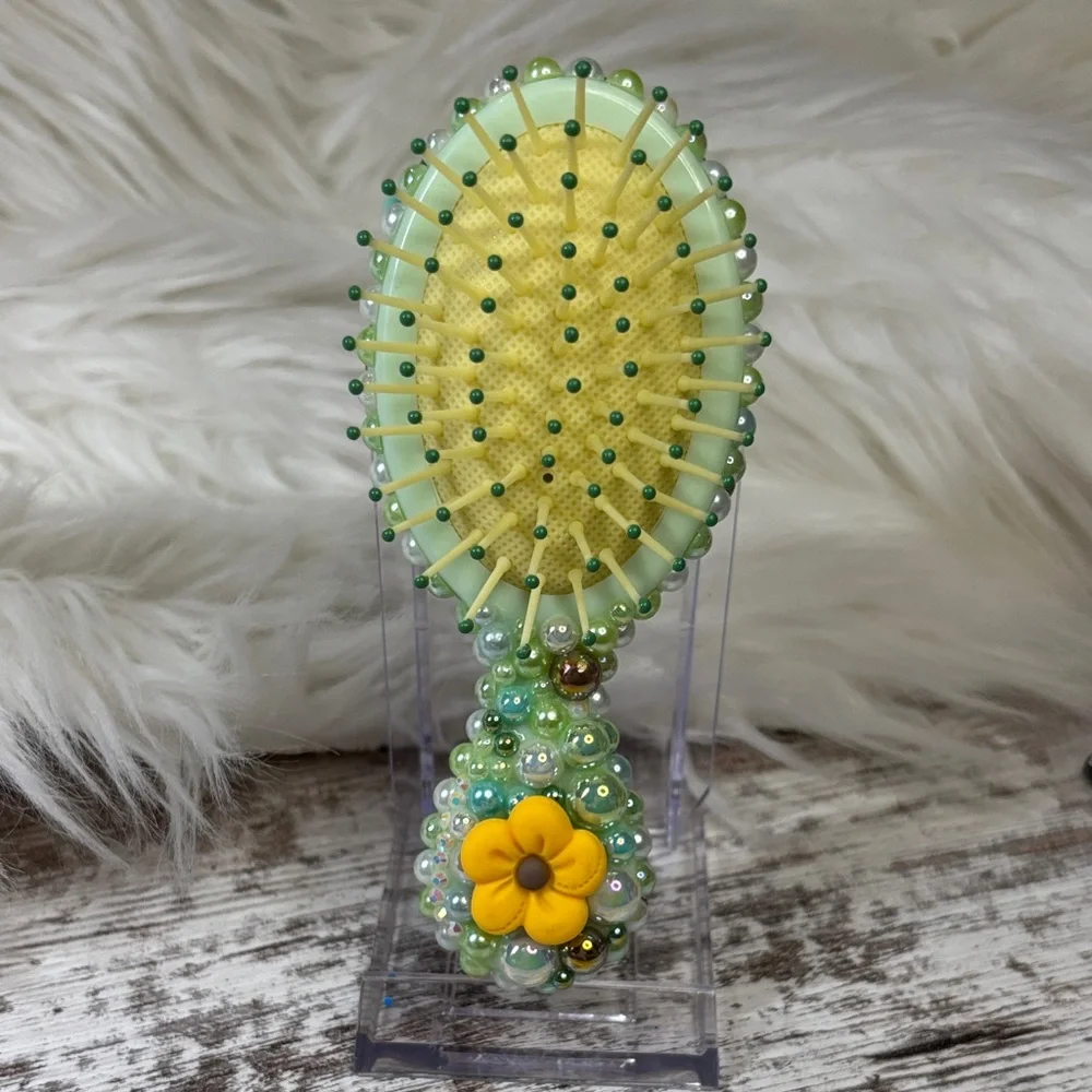 Handcrafted Beaded Hairbrush with Tinker bell inspired